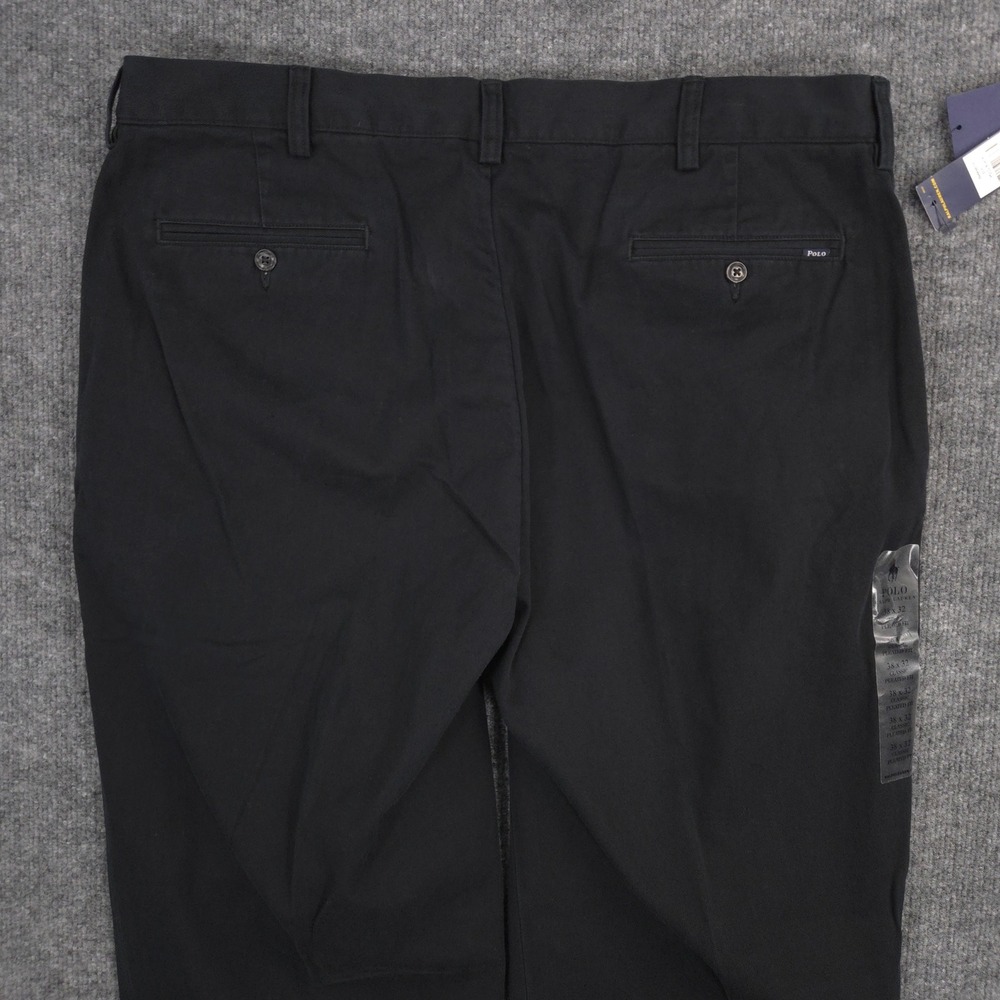Polo Ralph Lauren Pants Mens 38X32 Black Straight Leg Classic Fit Pleated NEW - Picture 6 of 15